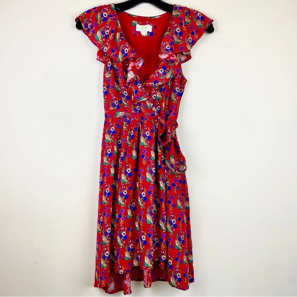 MAEVE • Sz. 0 Rosalia red floral wrap dress - Picture 2 of 10